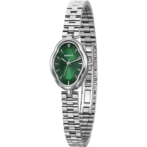 ?Women Silver Dainty Ladies Wristwatch Vintage Copper Mirrors Shape Japanese main image 8